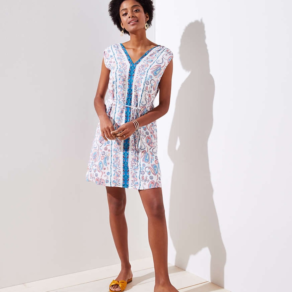 NWT LOFT‎ Petite Women's Floral Paisley Tie Waist Dress